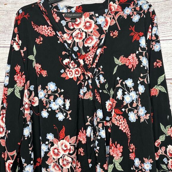 Lane Bryant Long Sleeve Flowy Multicolored Floral Blouse Top Size 26/28 Plus - Picture 9 of 11